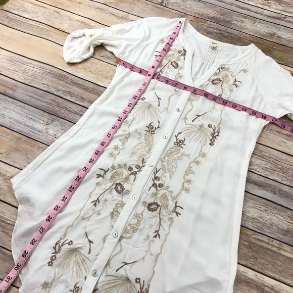 Anthropologie button down embroidered tunic top - Picture 4 of 6